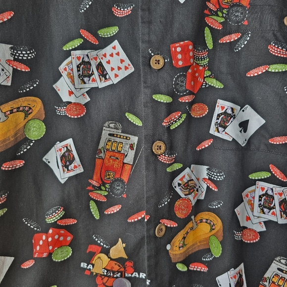 Chiliwear Casino Blackjack Dice Roulette Button Front Camp Shirt Mens XL - Picture 4 of 8